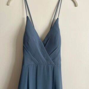 Blue chiffon levkoff bridesmaid dress